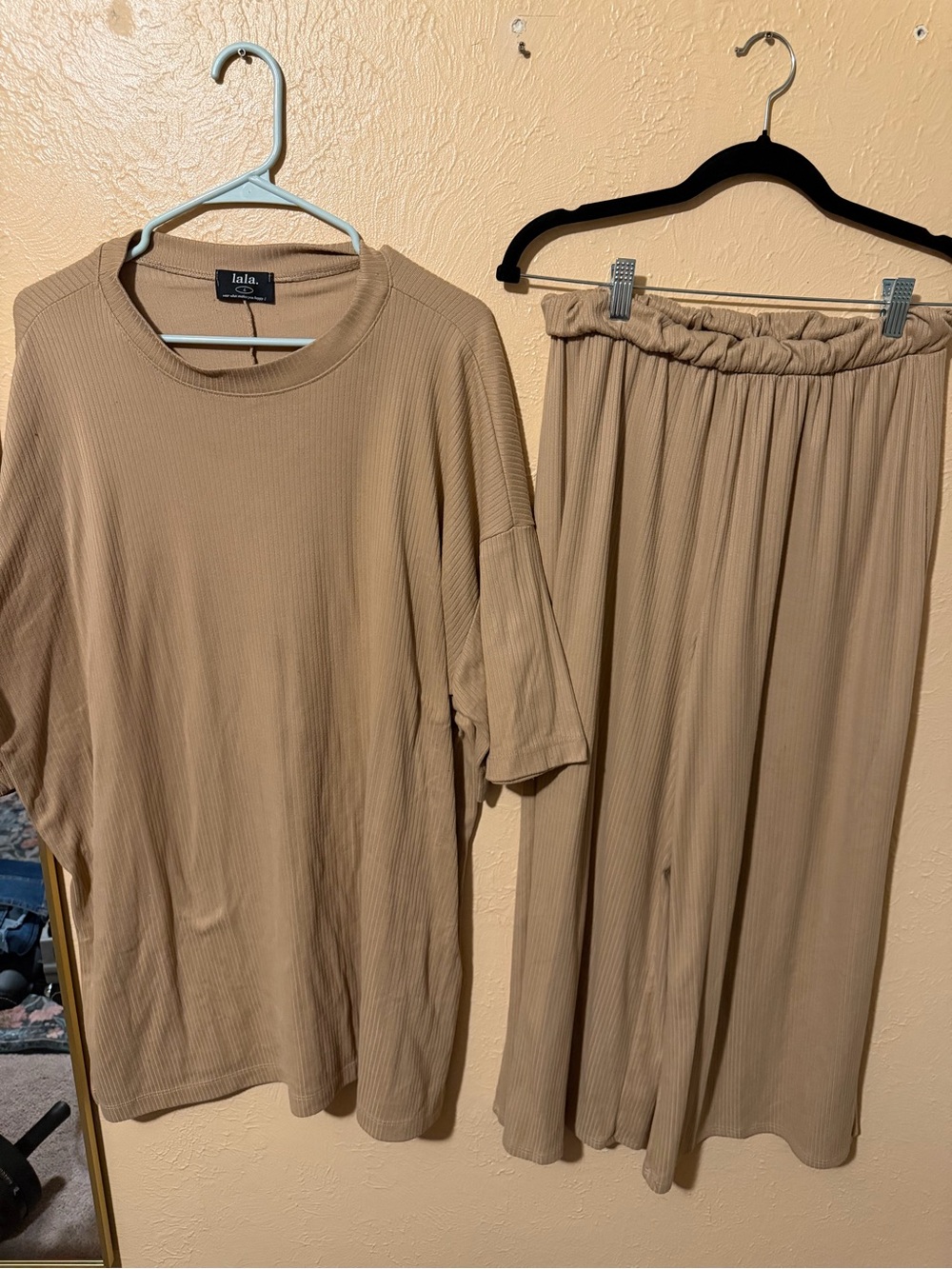 LaLa Ribbed Two-Piece Set in Taupe